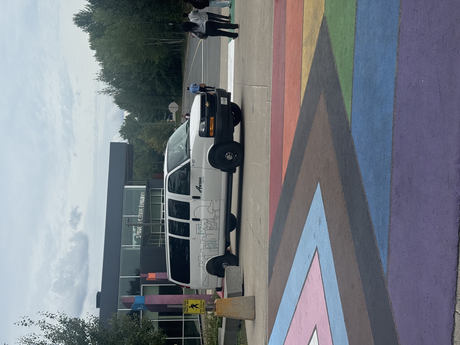 Aaron Shuttle van waiting outside the Laurentian University student centre